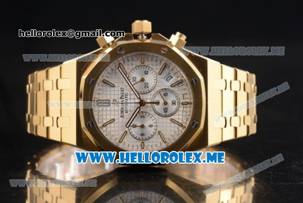 Audemars Piguet Royal Oak Miyota Quartz Yellow Gold Case/Bracelet with Silver Dial and Stick Markers - Click Image to Close